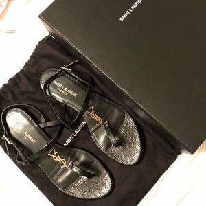 Ysl black sandals size 37